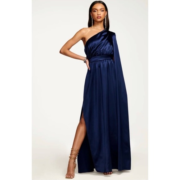 NWT Ramy Brook Athena One-Shoulder MaxiDress Navy Sz 4 $695 - Picture 1 of 6
